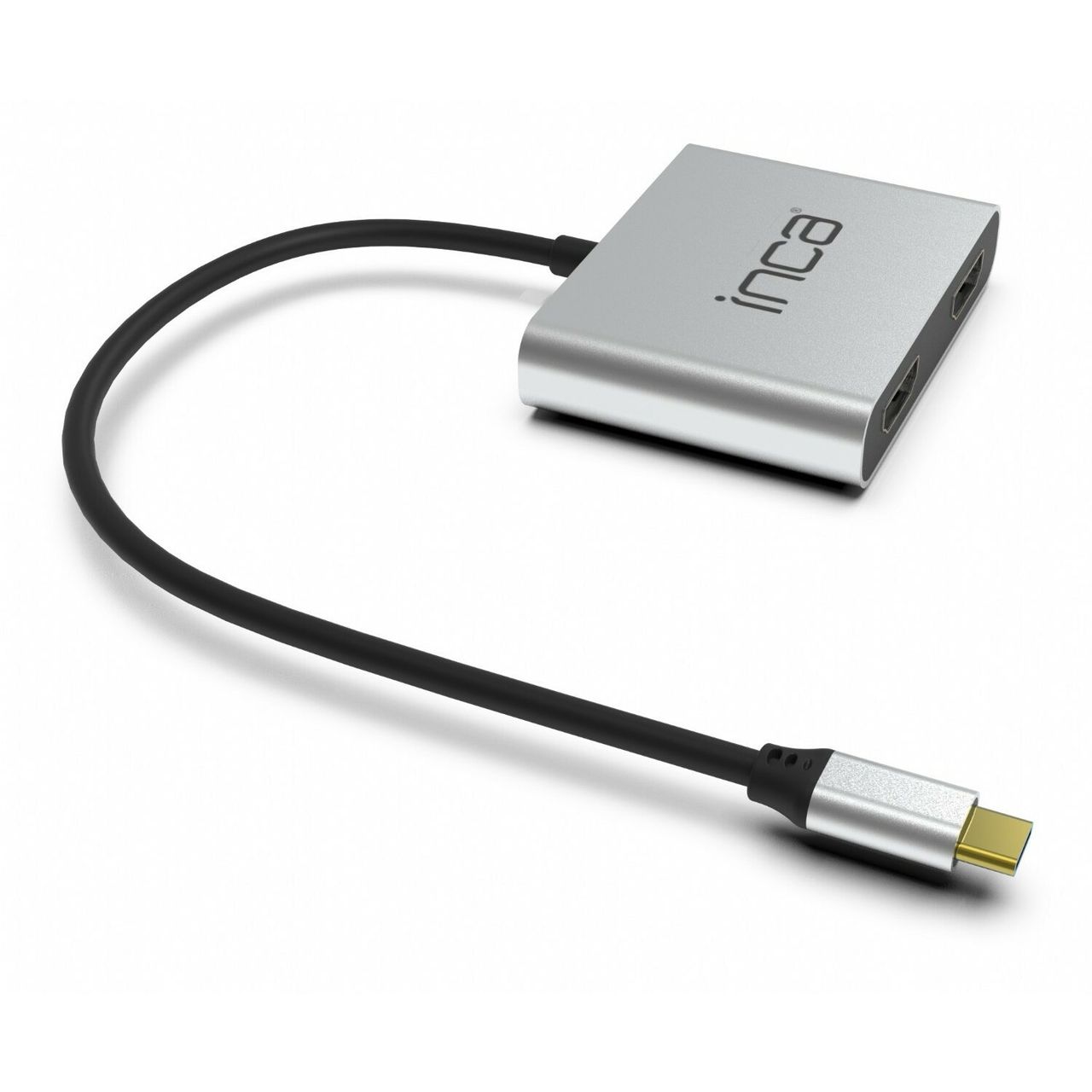 Inca Typ-C-Hub X4 Dual HDMI 4K@30 Hz  USB-C Adapter Silber