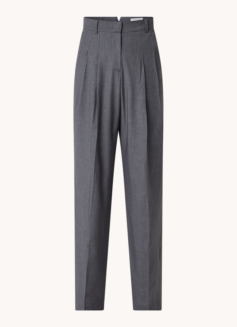 Pantaloni drepți cu talie înaltă, din material Mulberry, de la Frankie Shop, confecționați dintr-un amestec de lână.