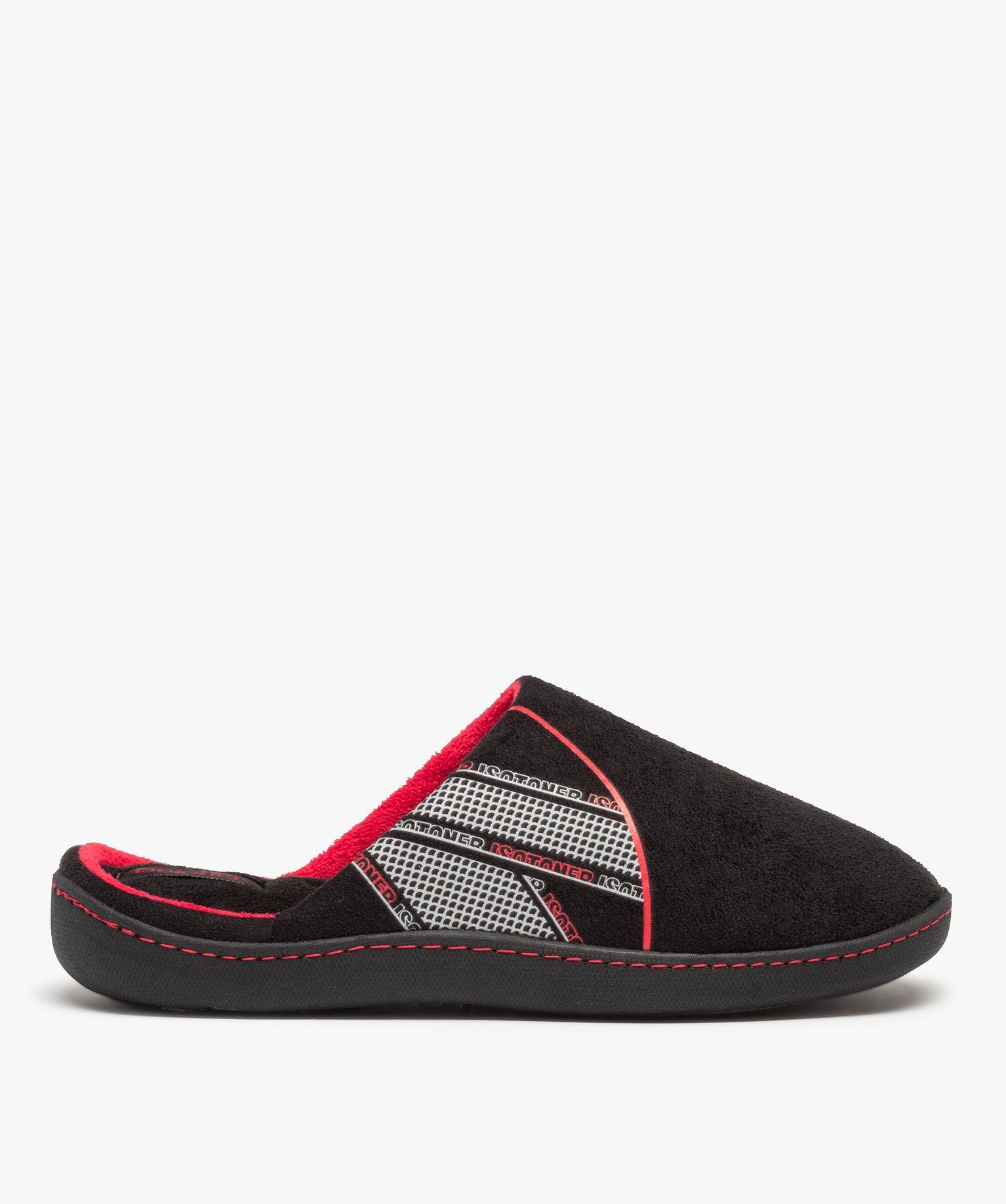 Chaussons homme mules plates en velours bicolores - Isotoner noir | GEMO