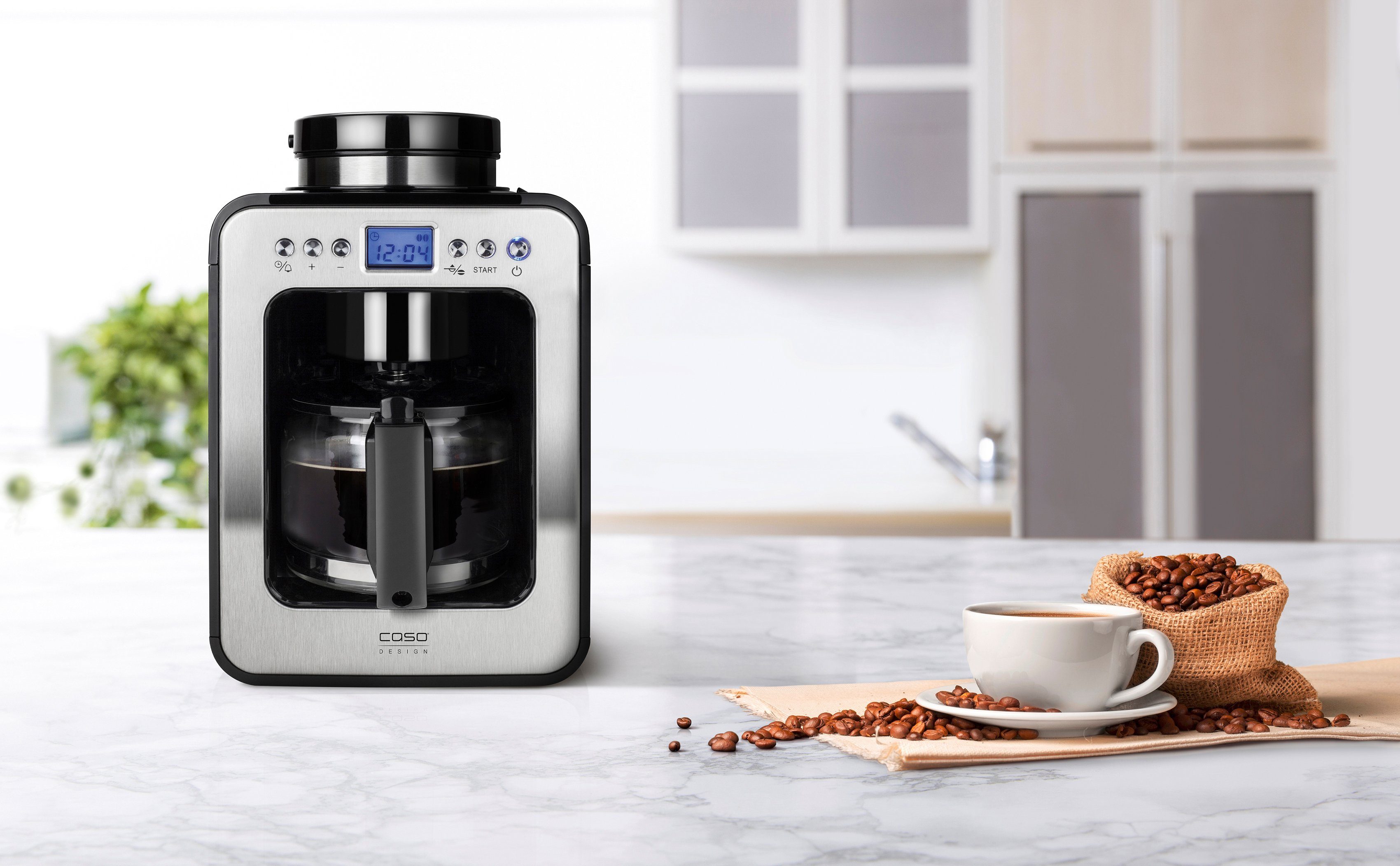 Caso Kaffeemaschine mit Mahlwerk 1848 Coffee Compact electronic, Permanentfilter