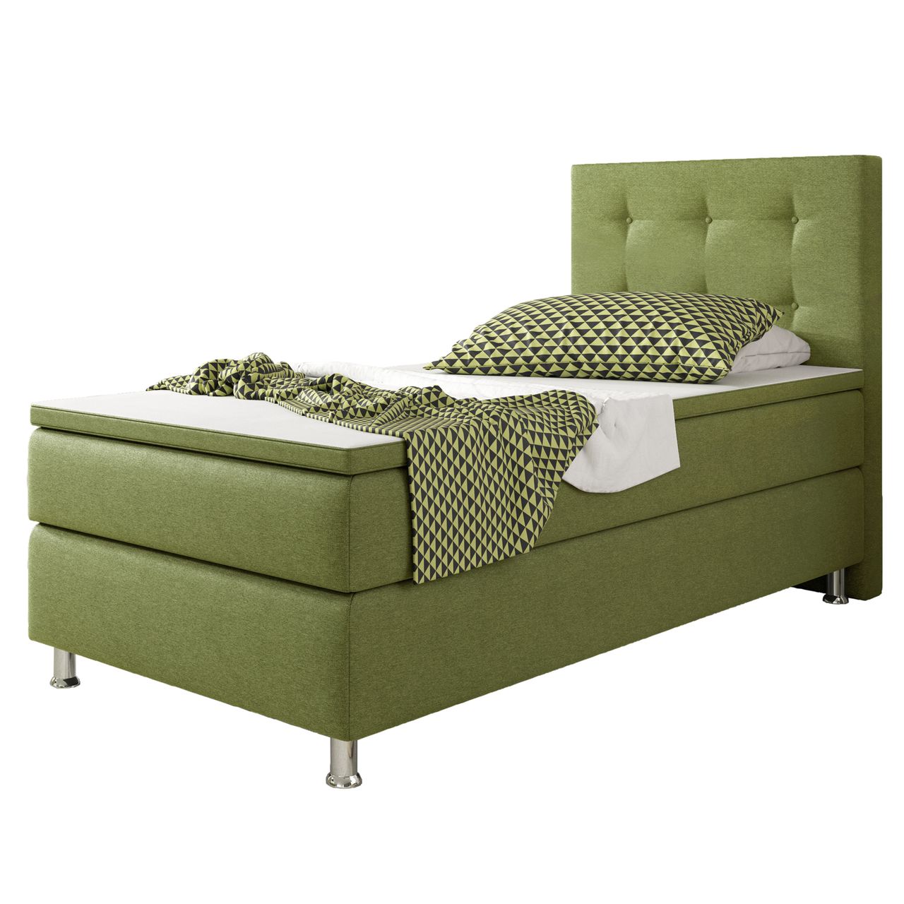 IHG Boxspringbett Köln 90x200 Webstoff Grün