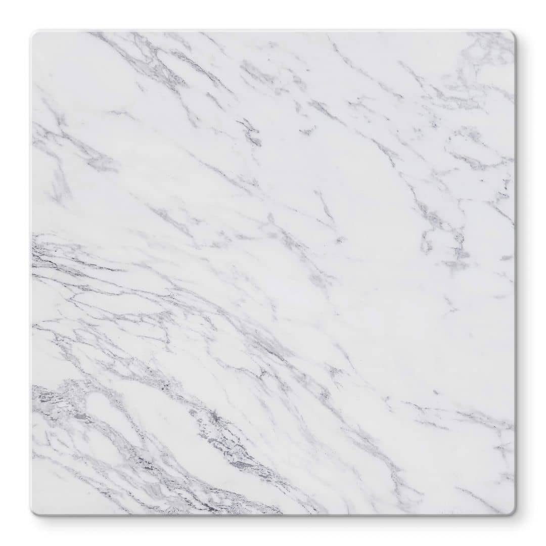 K&L Wall Art Arbeitsplatte Glas Tischplatte Naturstein Weiß Marmor Stein Glastisch Marmoroptik