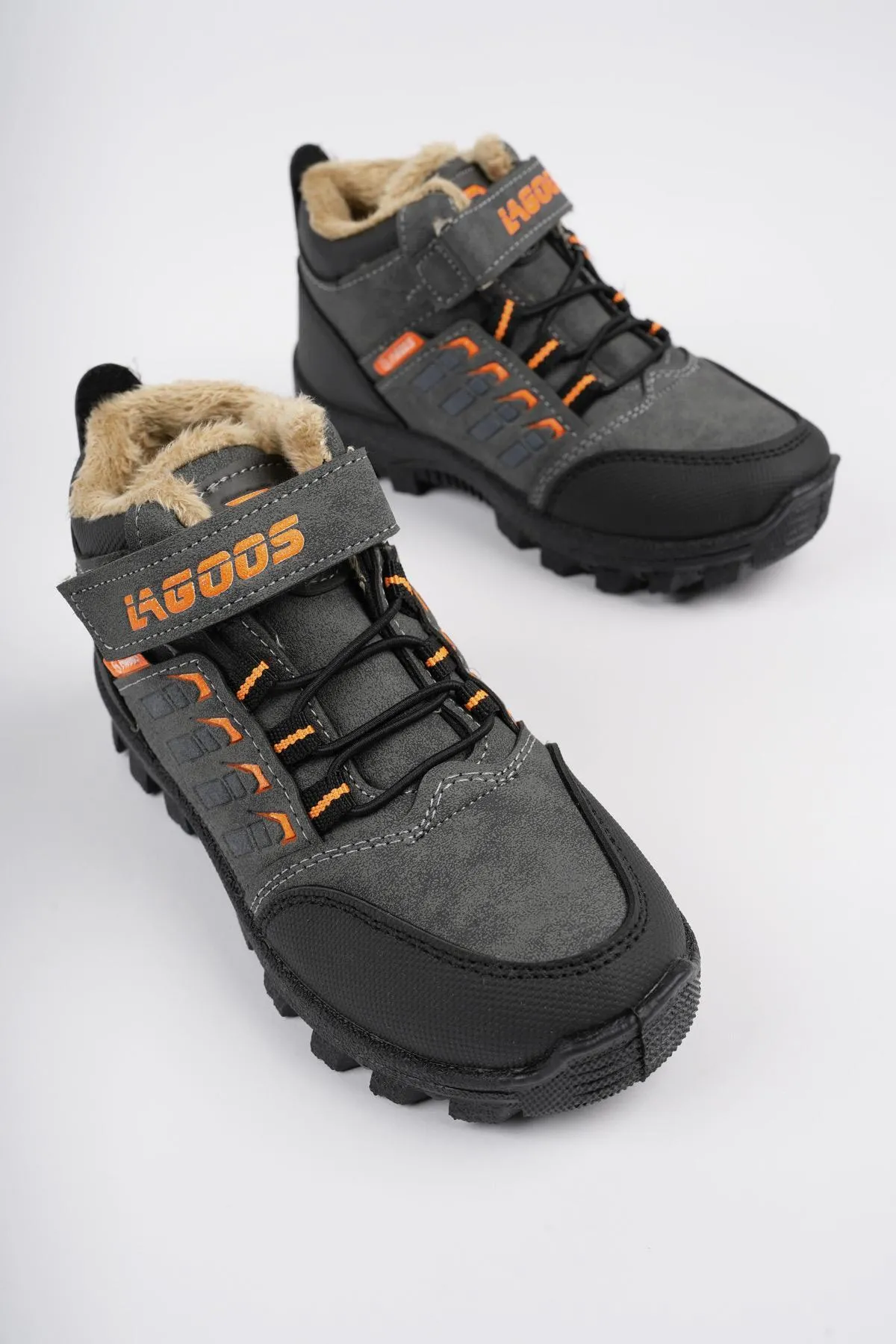 MUGGO  Bob Guaranteed Schnür-Klettverschluss-Unisex-Kinder-Outdoor-Winterstiefel mit Fell innen