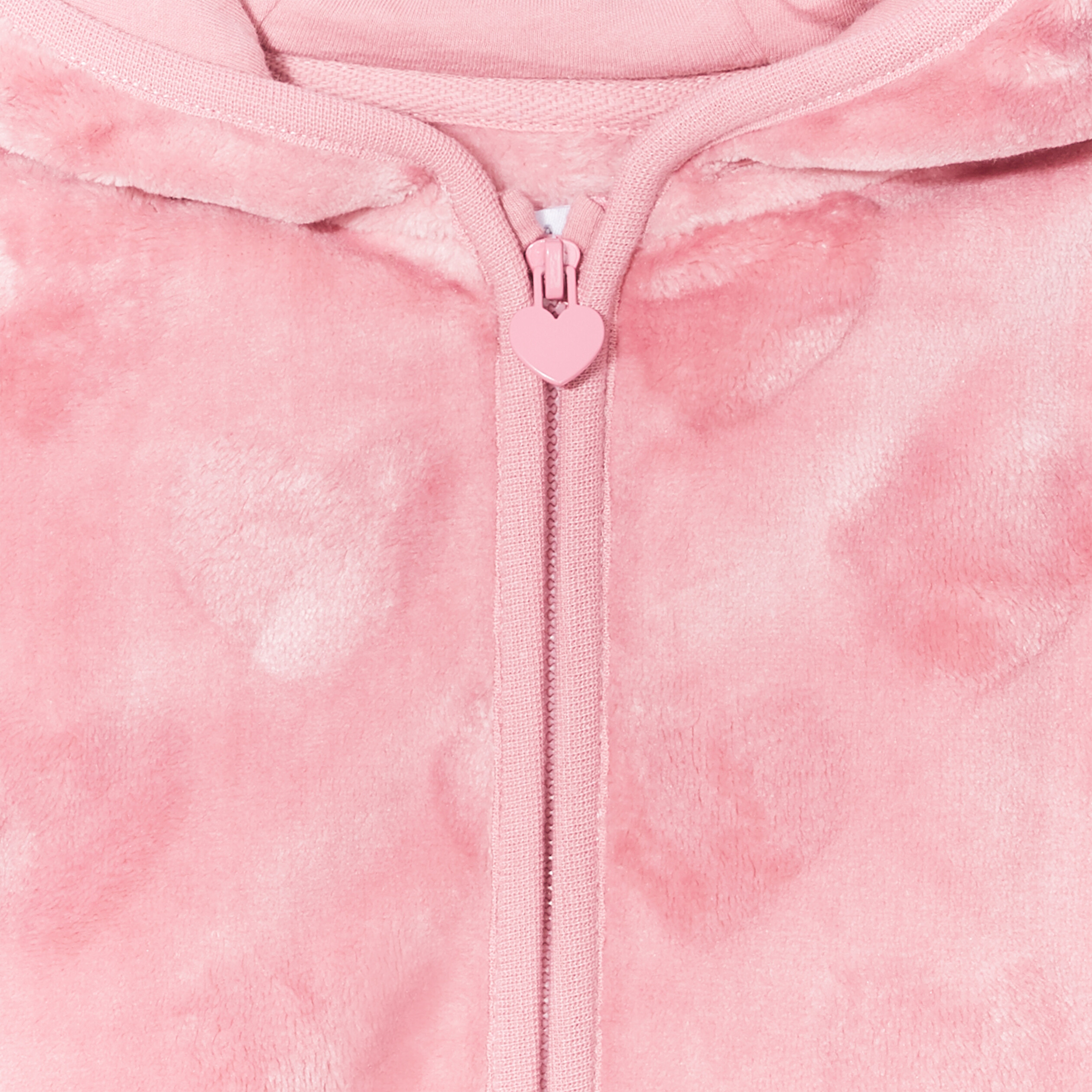 Gilet fausse fourrure zippé à capuche vieux rose bébé fille | La Halle
