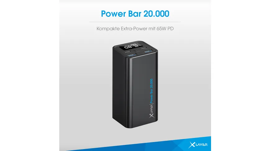 XLayer Power Bar 20.000 mAh 65W PD Black