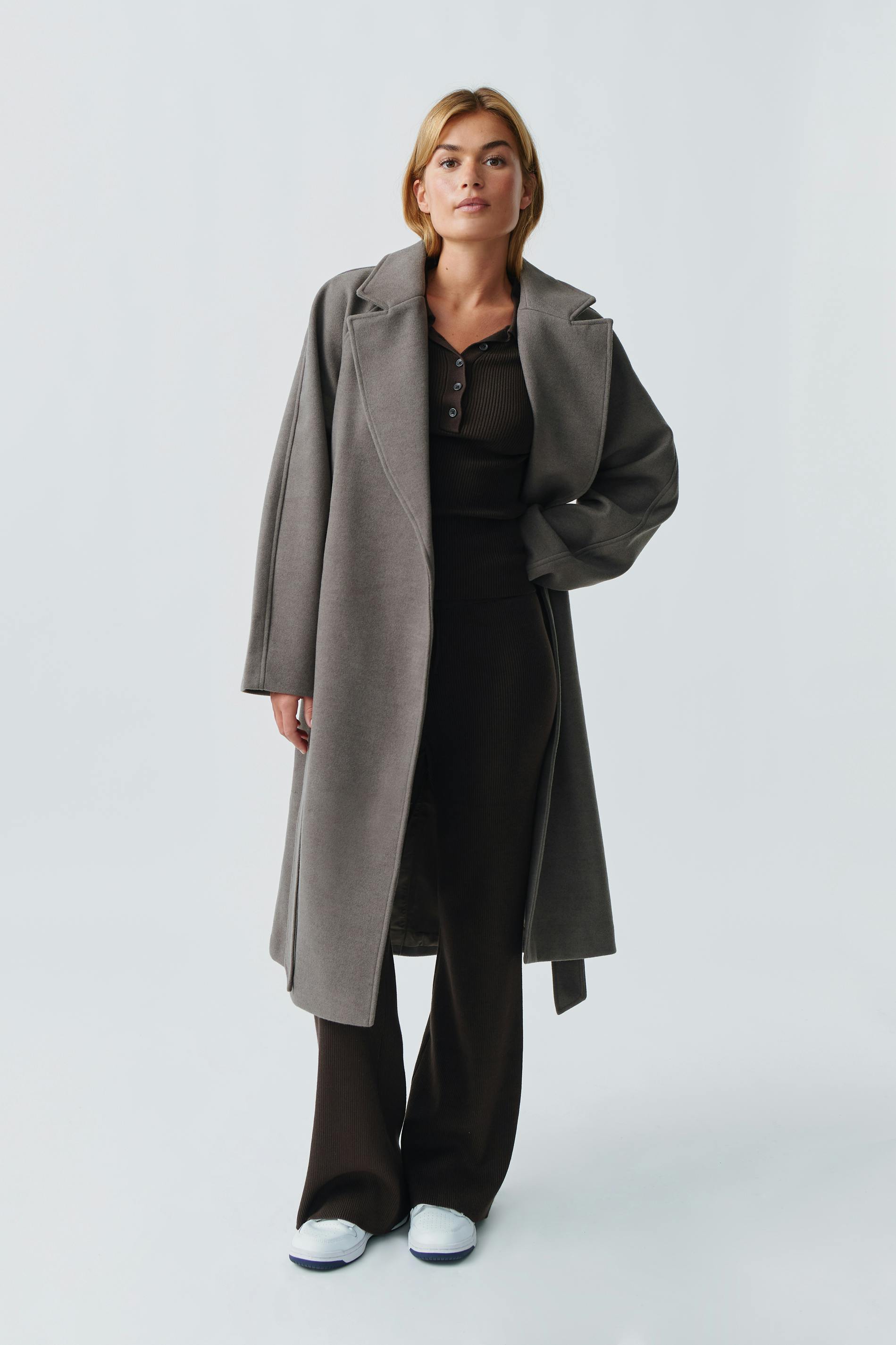 Belted long coat