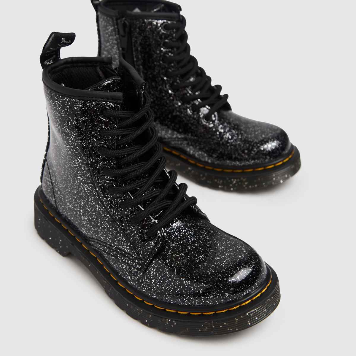 Dr Martens svarta & silverfärgade 1460 Cosmic Glitter flickstövlar