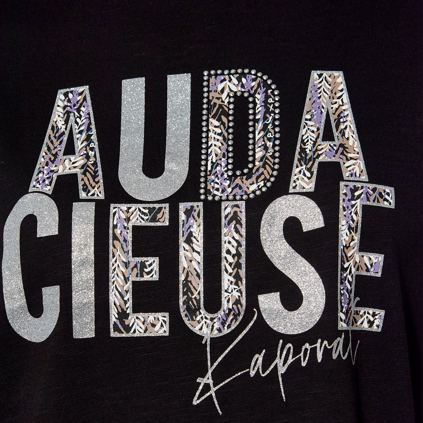 DER    T-shirt cintré noir chiné femme