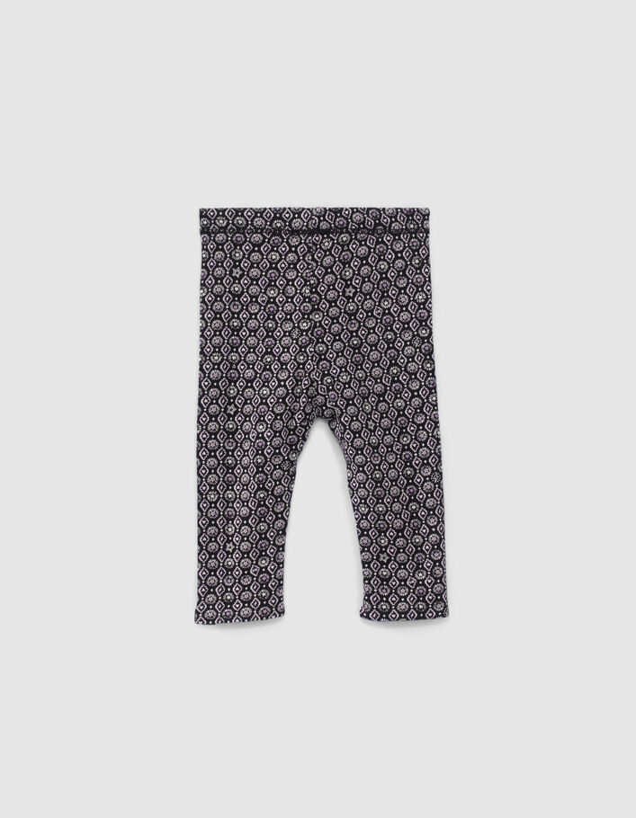 Leggings réversible imprimé rock et noir bébé fille