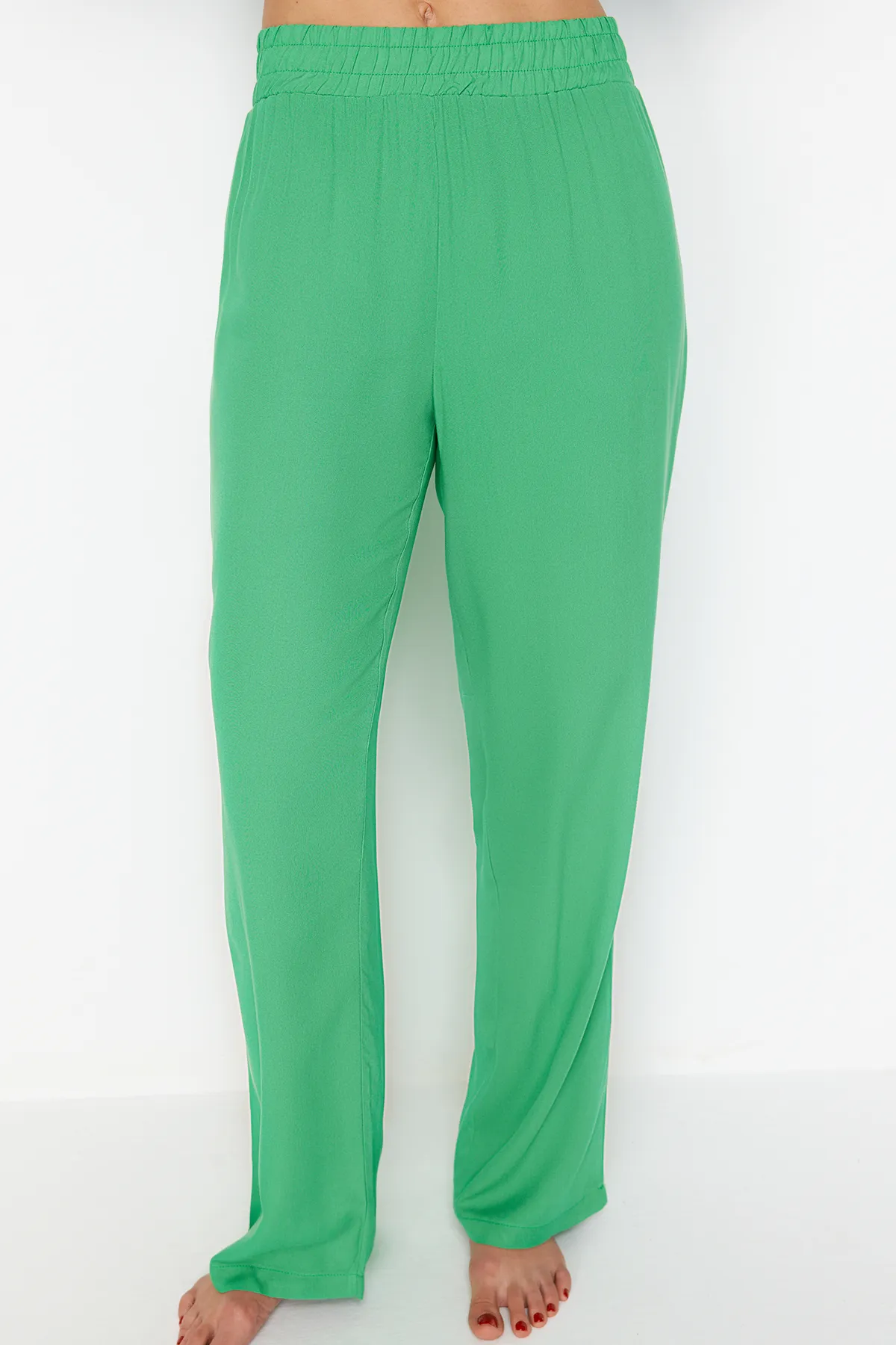 Trendyol Collection  Grüner gewebter Blusen-Hosenanzug mit Bindeband TBESS23AU00072