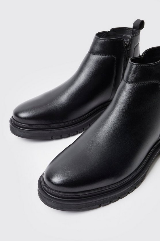 Kunstleder-Stiefel mit Reißverschluss-Detail