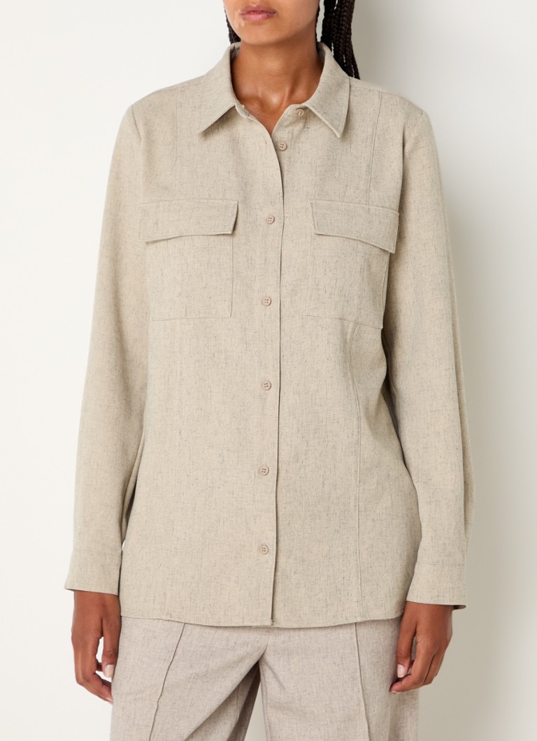 Modström  Kalem blouse in linnenblend met borstzakken