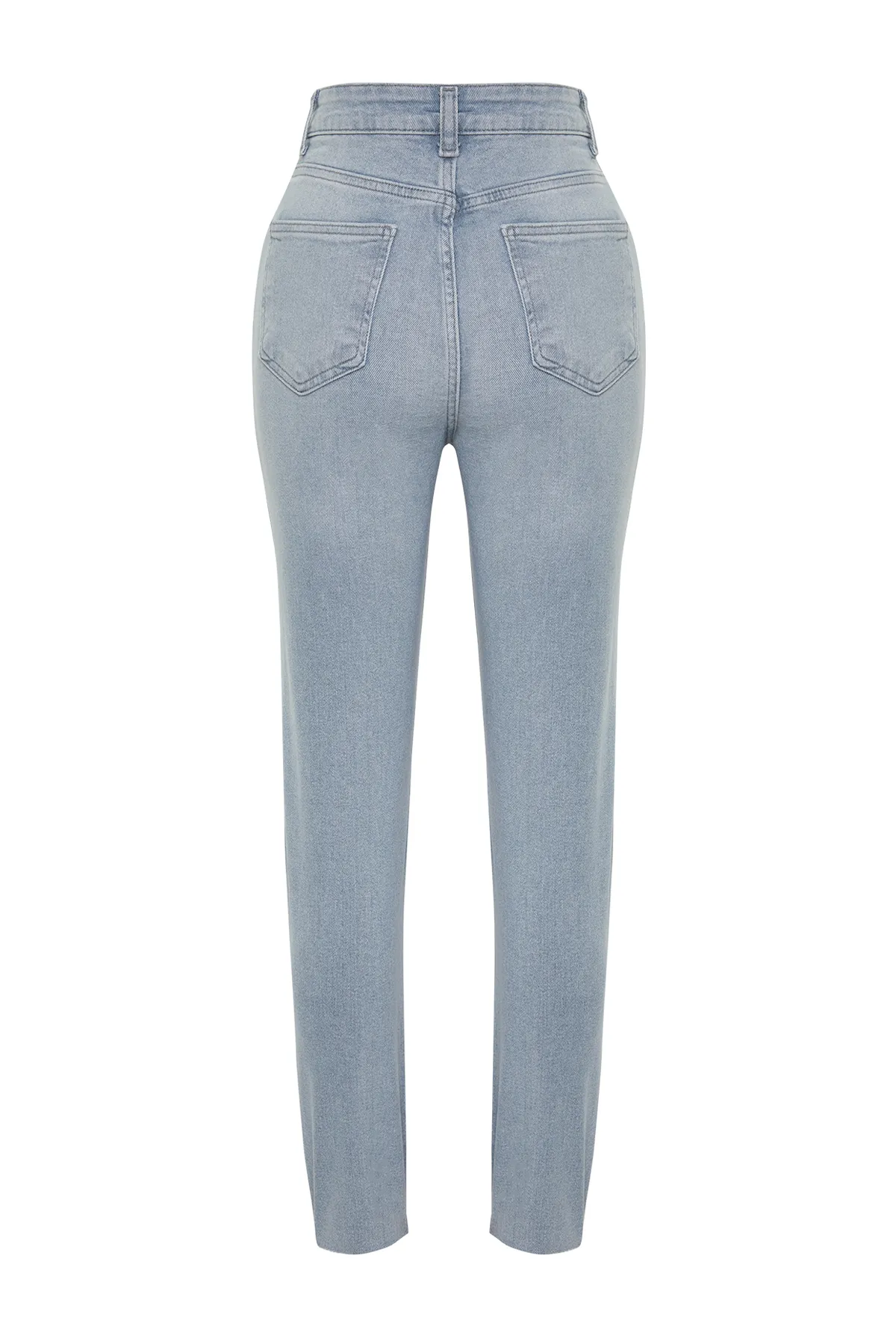 Trendyol Collection  Hellgraue Slim Mom-Jeans mit hoher Taille TWOSS23JE00094