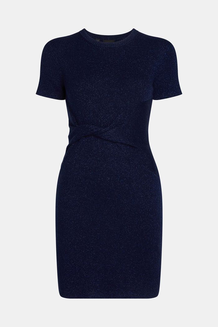 Geripptes Metallic-Kleid mit Twist-Effekt