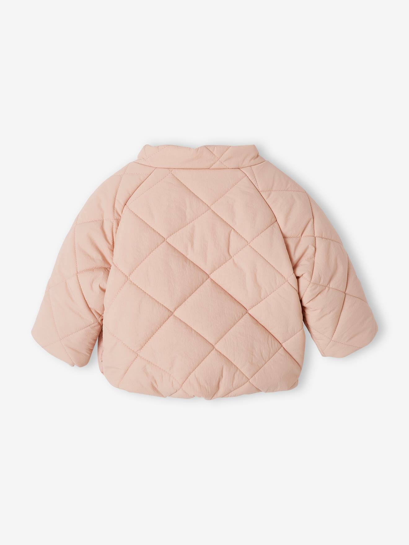 Vertbaudet Mädchen Baby Steppjacke mit abnehmbarer Kapuze, Recycling-Polyester - hellrosa