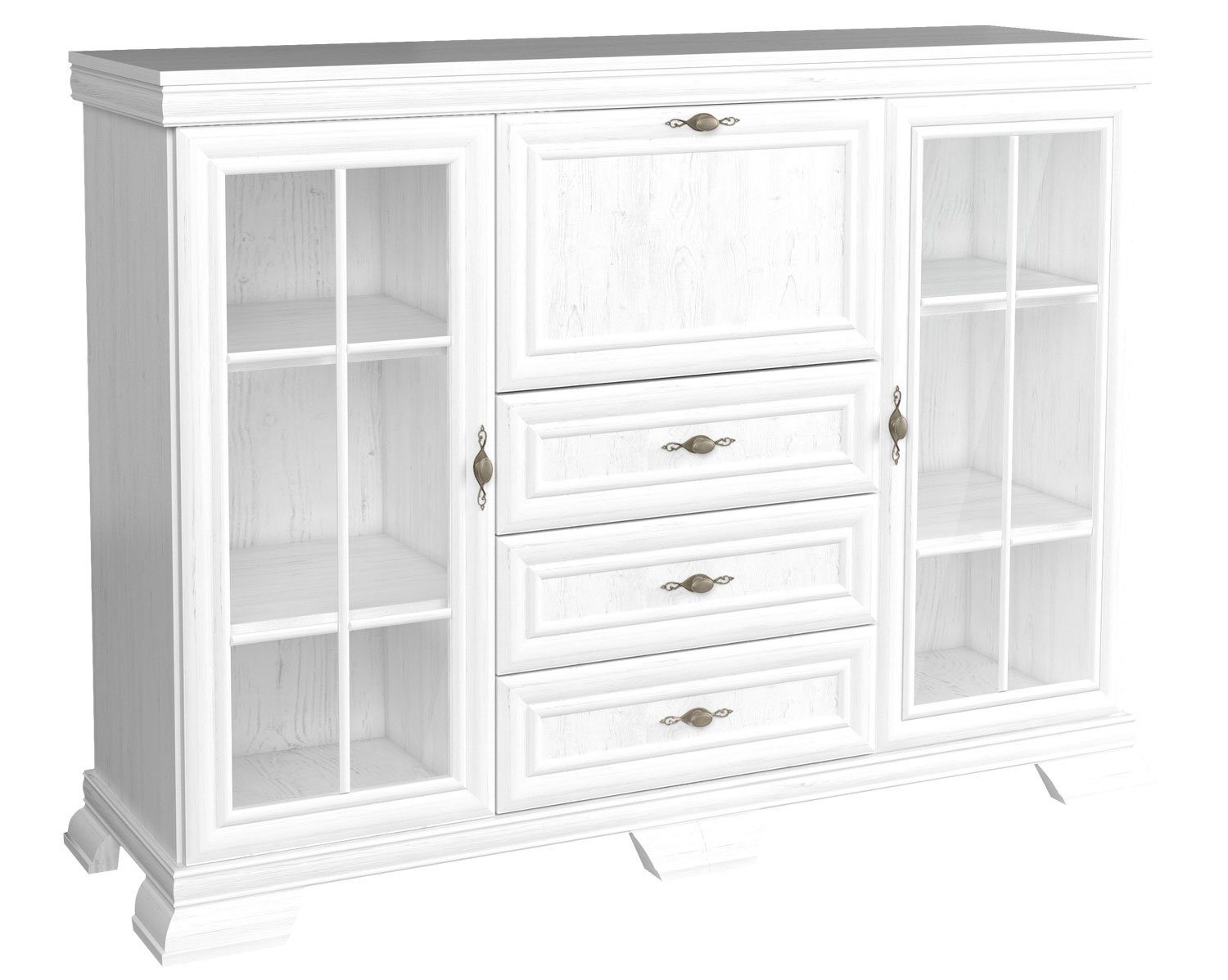 Feldmann-Wohnen Highboard Kora, 158cm 3-türig mit 3 Schubkästen andersen pinie rustikal