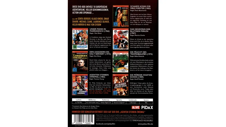 Agenten Filmklassiker-Box / Acht europäische Agentenfilme mit absoluter Starbesetzung  [7 DVDs]