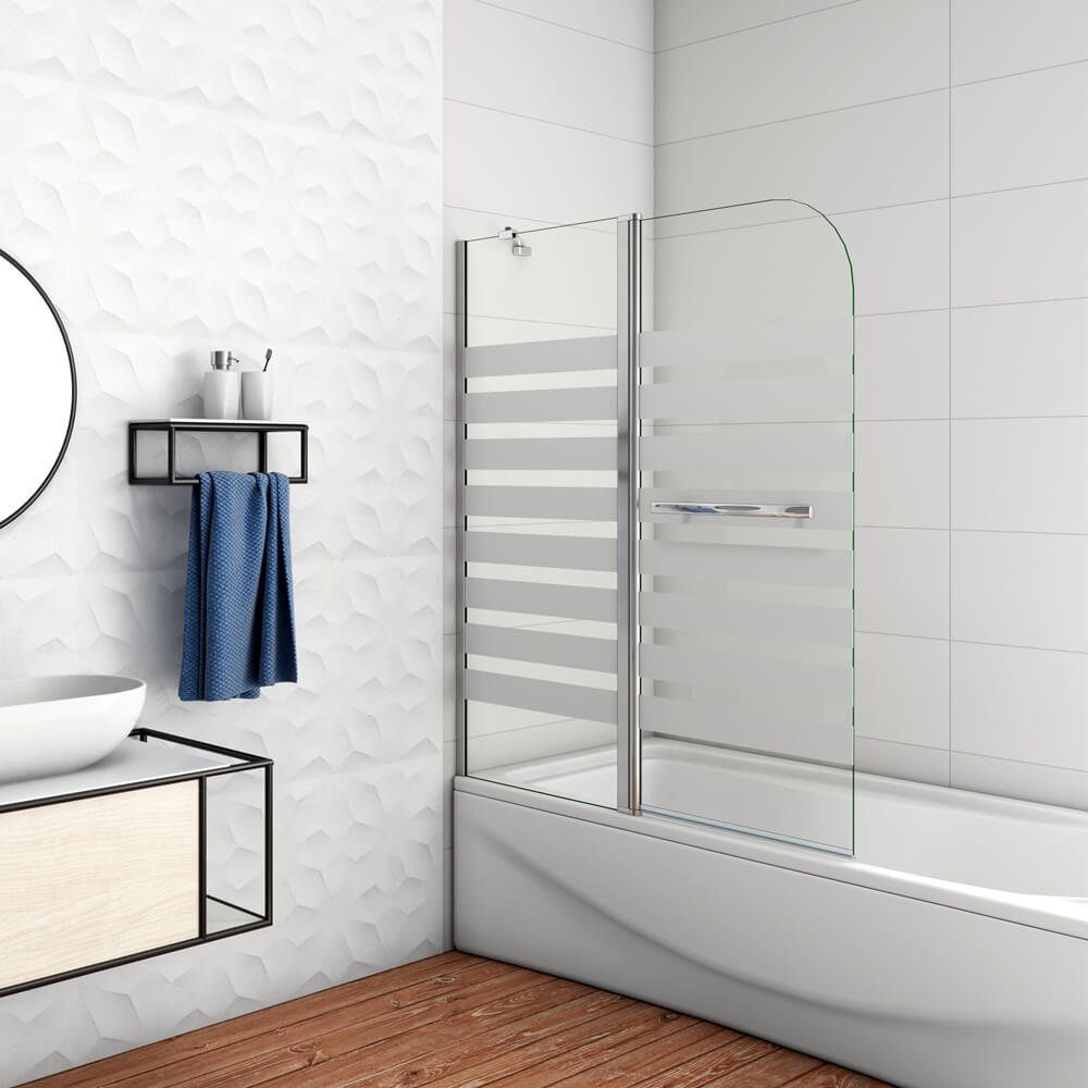 duschspa Badewannenaufsatz Drehwand Badewannenaufsatz Duschabtrennung Trennwand mit Querstreifen, Einscheibensicherheitsglas, (Set), Breite 120cm, Höhe 140cm