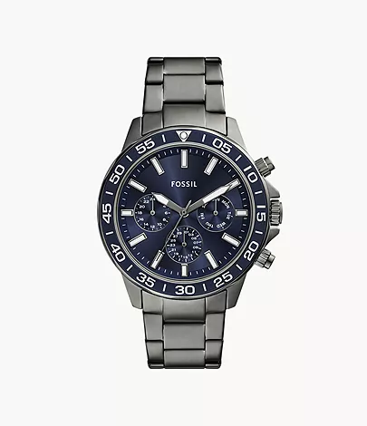Fossil Outlet Uhr Bannon Multifunktionswerk Edelstahl rauchgrau