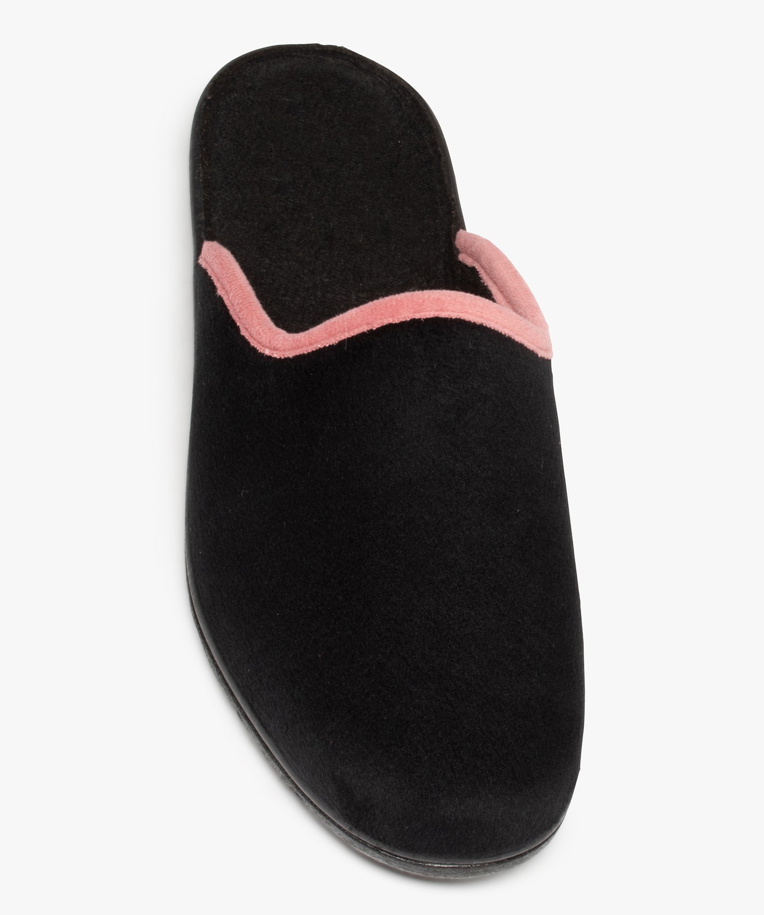 Chaussons femme confort mules en velours ras uni noir | GEMO