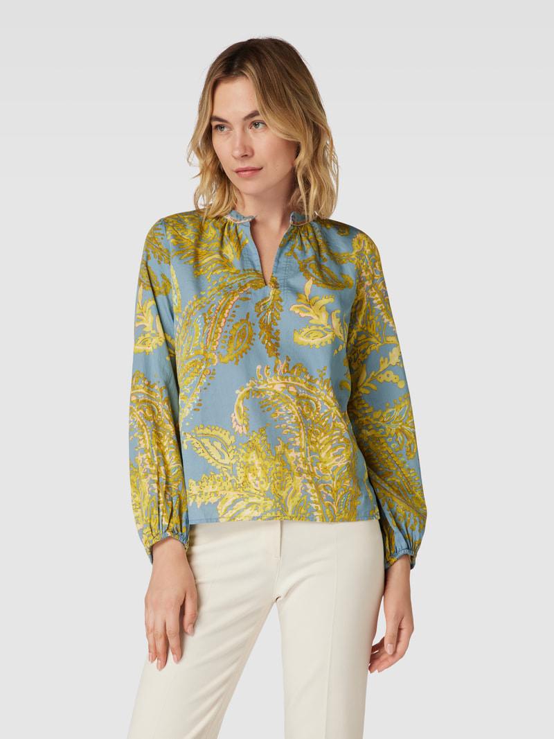 Schluppenbluse mit Paisley-Muster in rauchblau