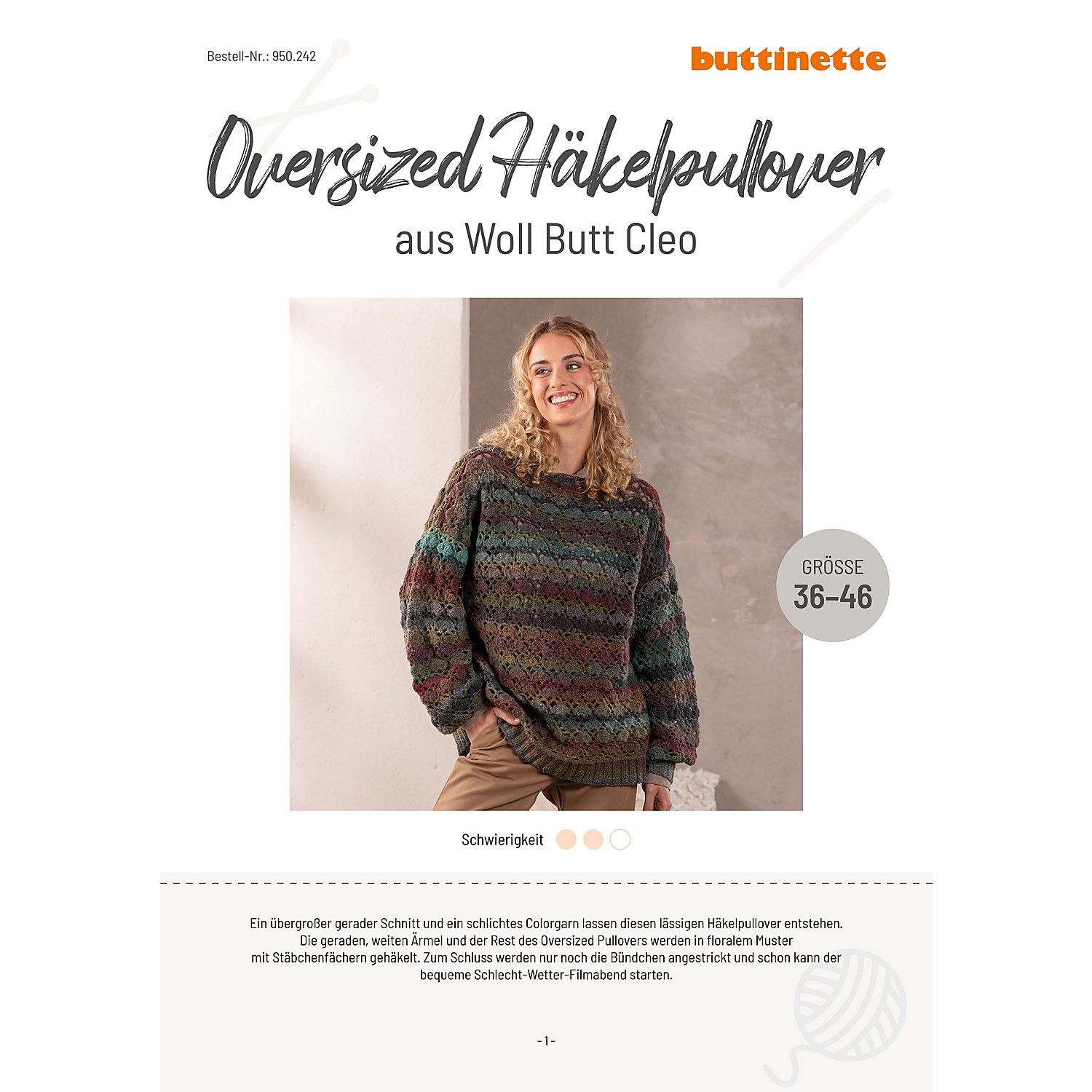 Häkelanleitung – Oversized Häkelpullover aus Woll Butt Cleo