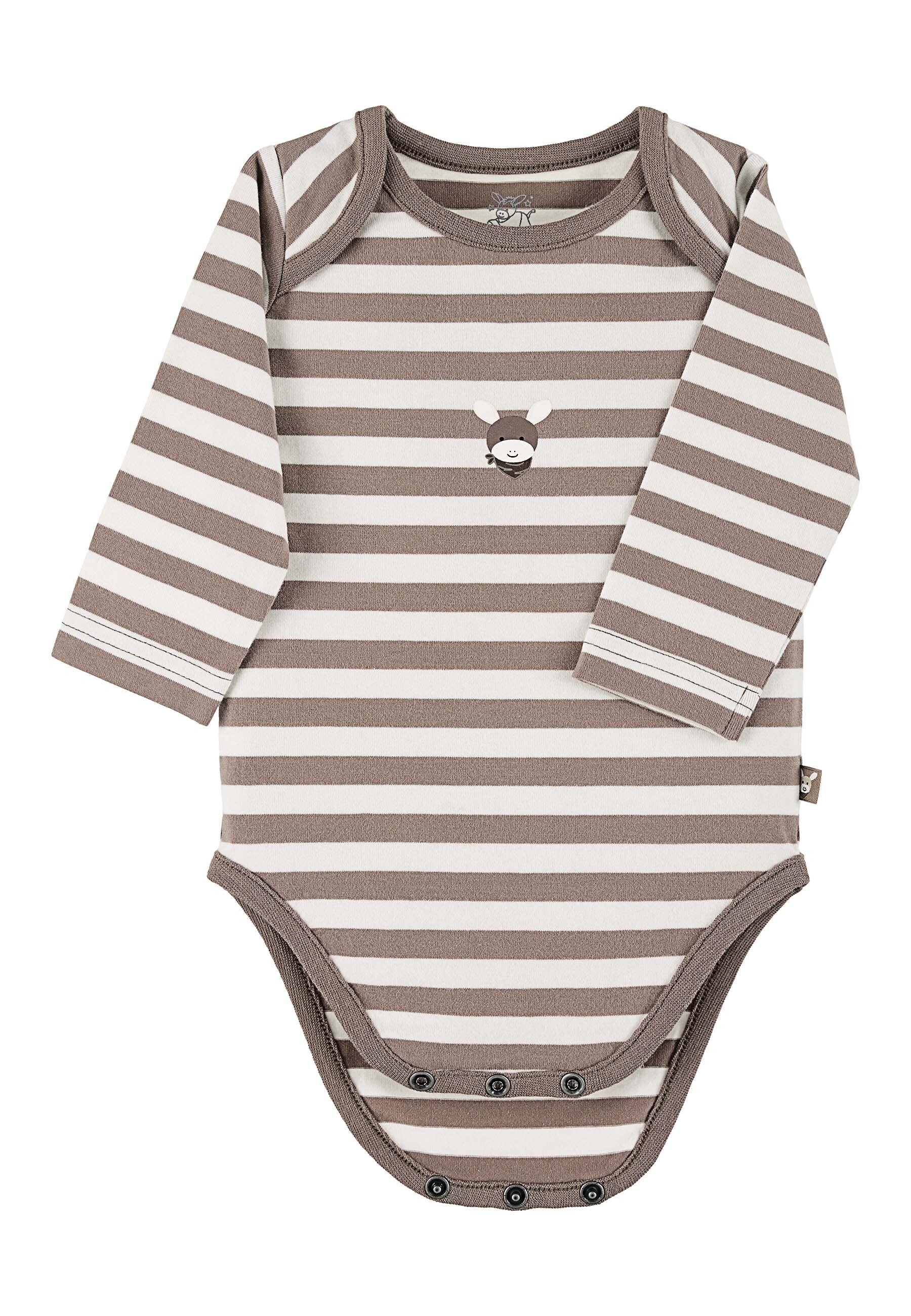 GOTS Langarm-Body Esel Emmi, gestreifter Jersey