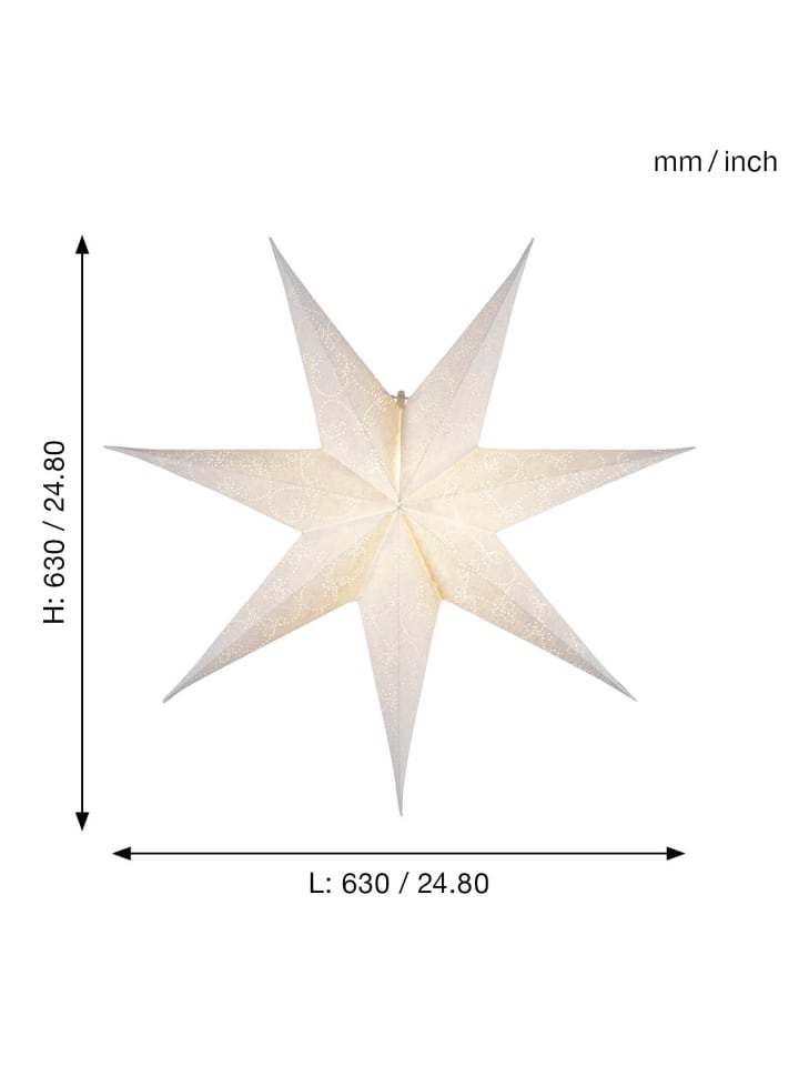 STAR Trading Papierstern 'Decorus', handgeschöpftes Papier, weiß, Ø 63cm günstig kaufen onesize