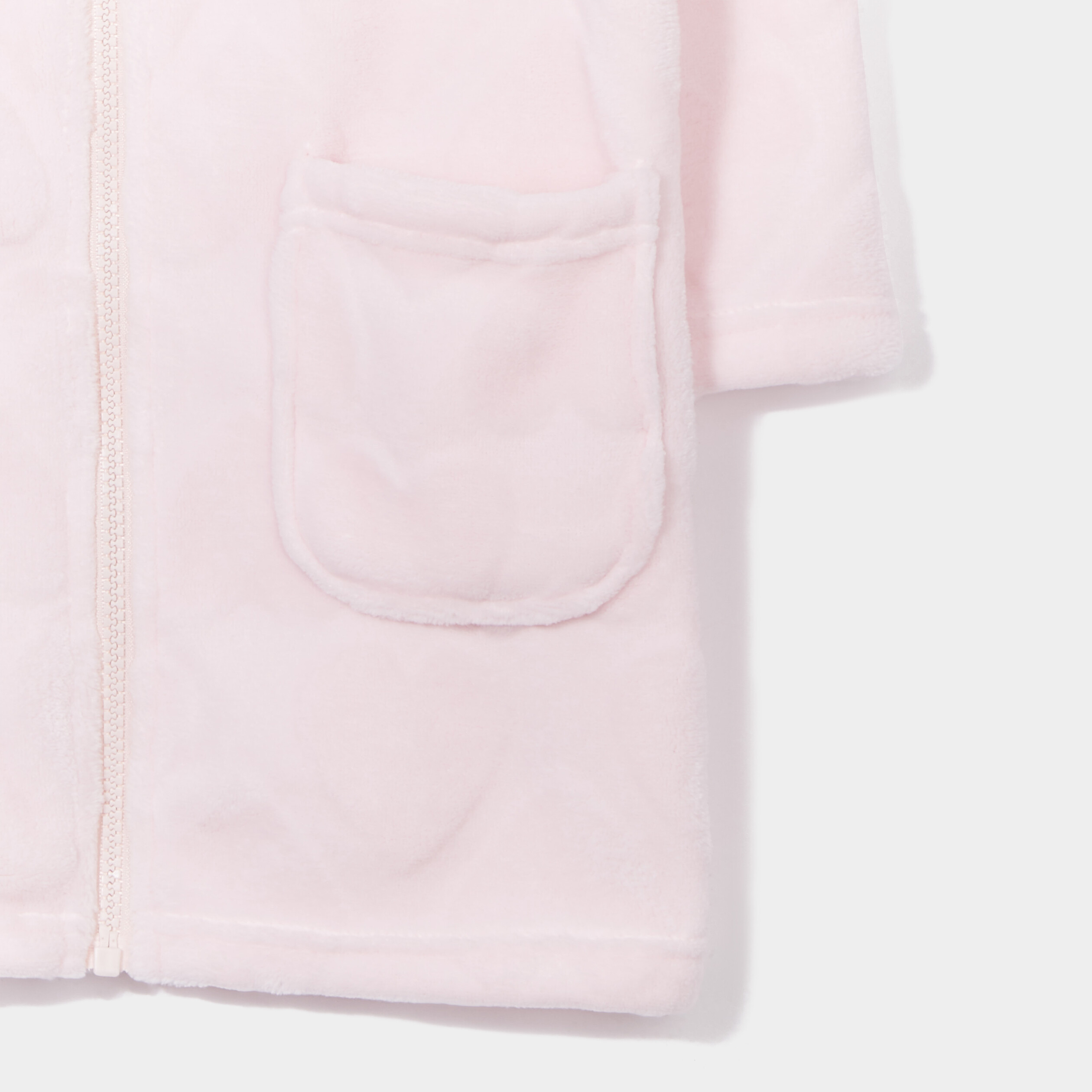 Peignoir pilou zippé à capuche rose clair fille | La Halle