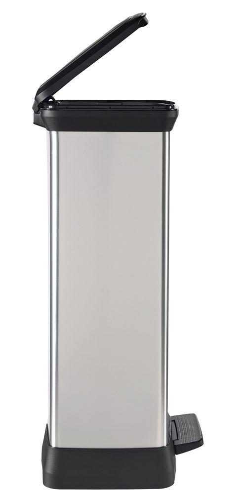 Curver DECOBIN Abfalleimer 50L mit Fußpedal silber metallic