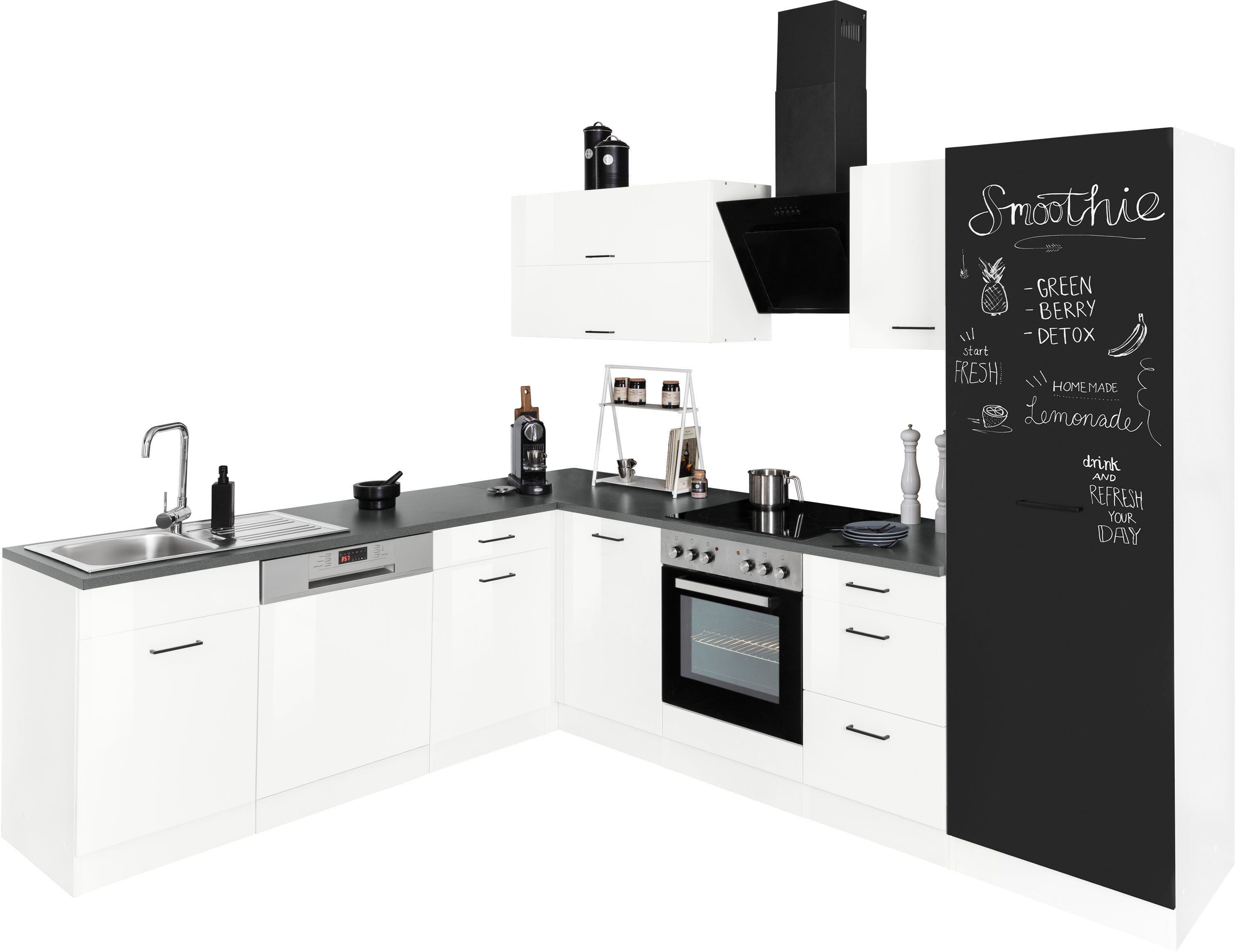 HELD MÖBEL Winkelküche Trier, ohne E-Geräte, Stellbreite 220/270 cm