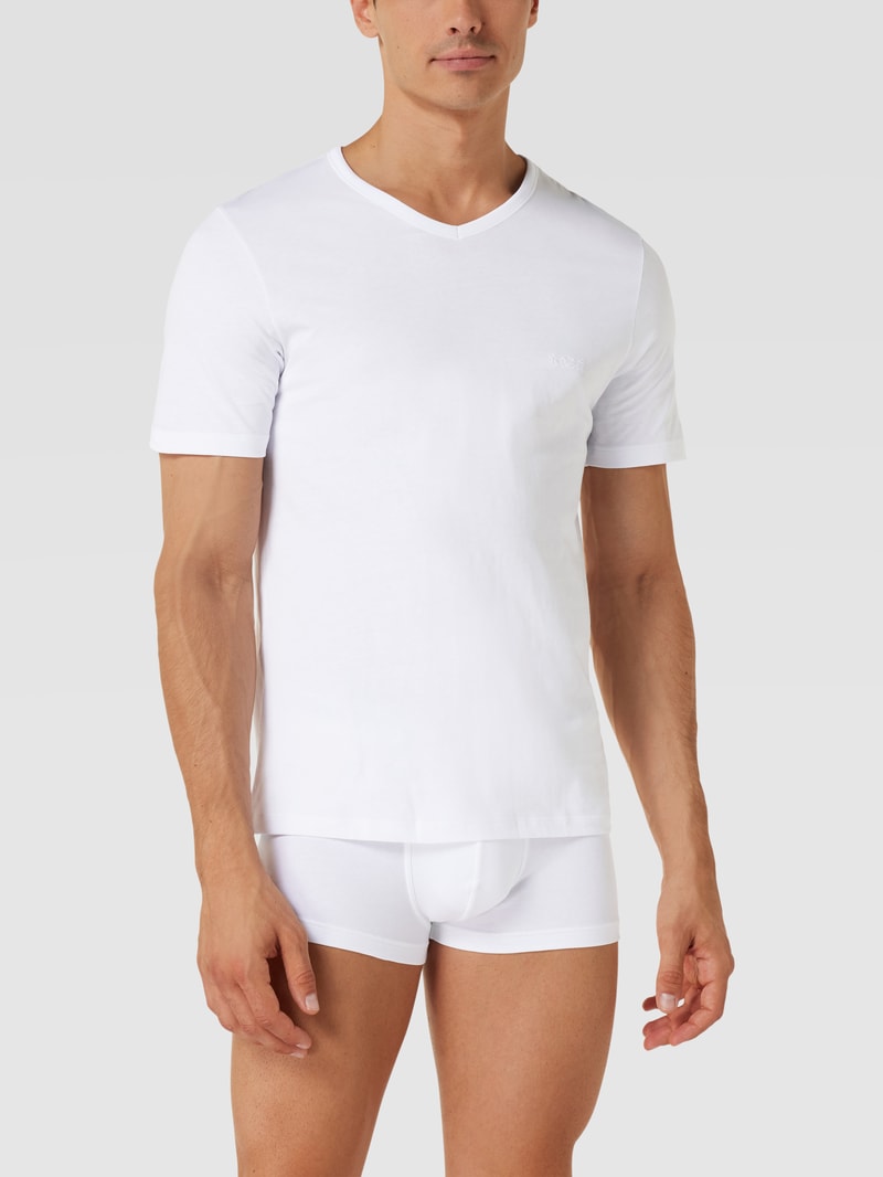 T-Shirt mit V-Ausschnitt im 3er-Pack Modell 'Classic' in weiß