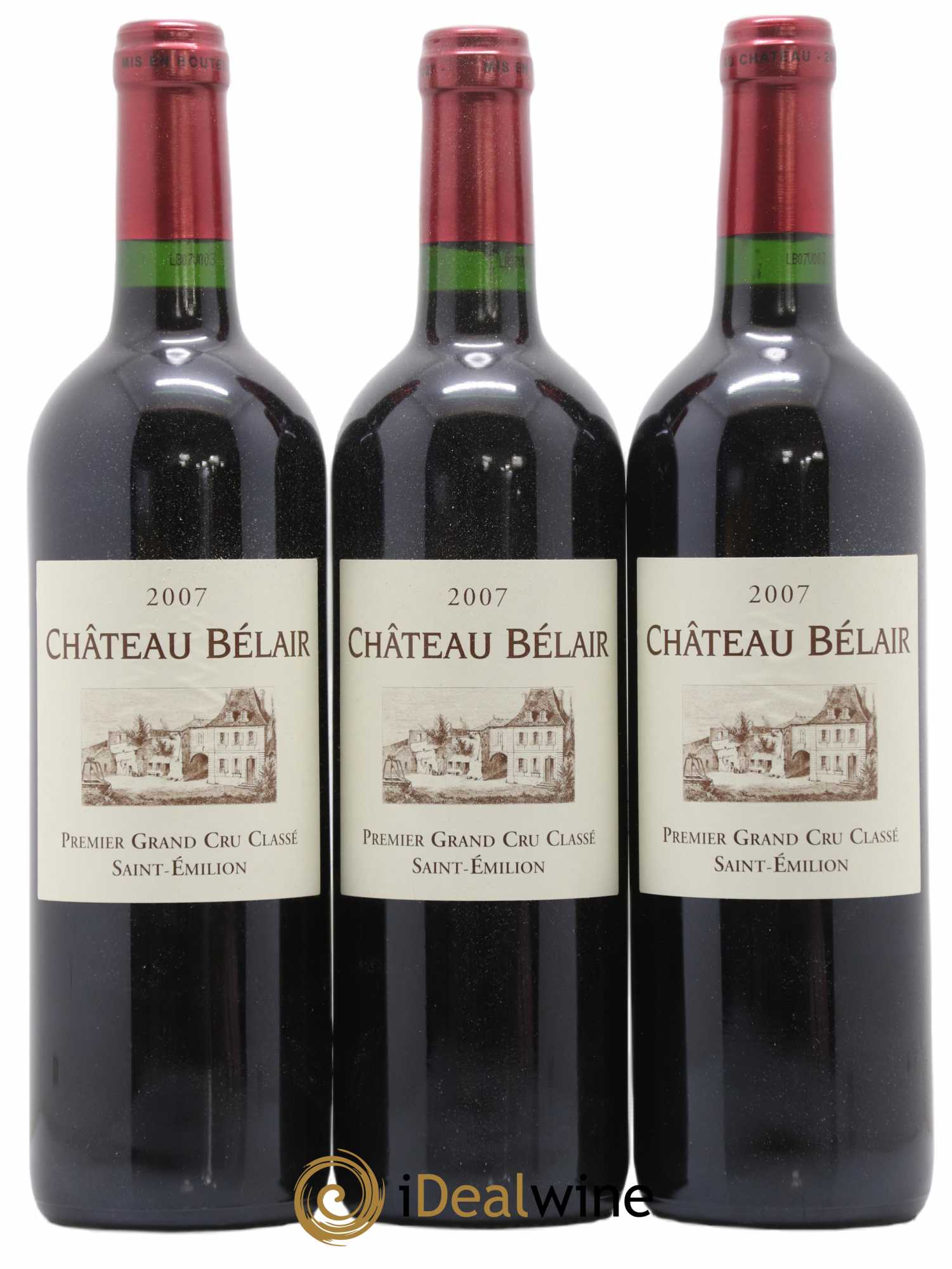 Château Belair (Belair-Monange) 1er Grand Cru Classé B  2007 - Lot de 12 Bouteilles