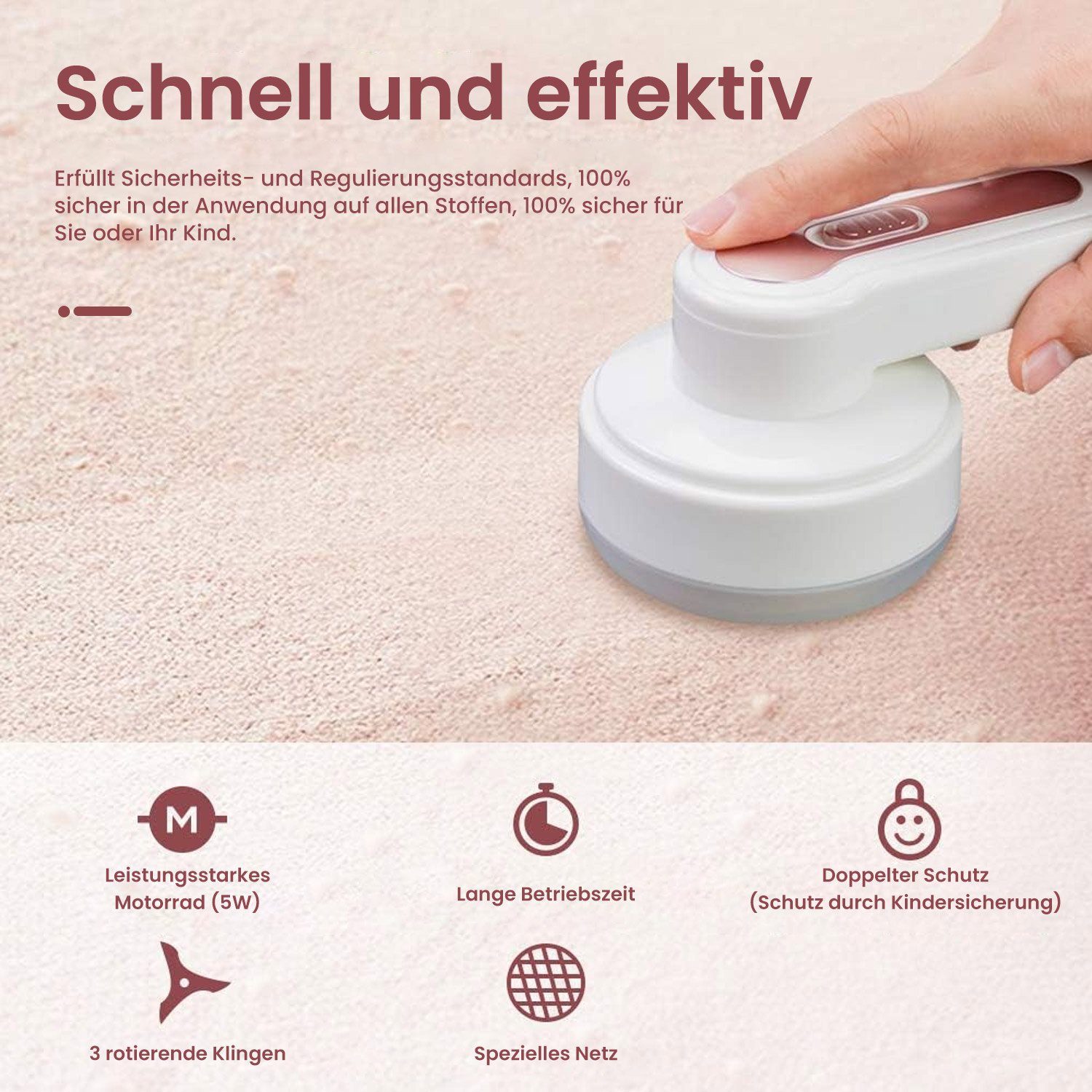 TOPMELON Fusselrasierer mit 2 Scherköpfen Elektrischer Stoff-Flusen-Trimmer