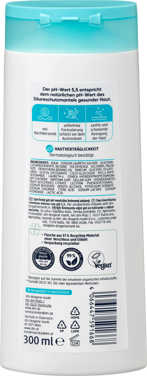 Duschgel pH 5,5 Hautneutral Creme-Öl Dusche, 300 ml