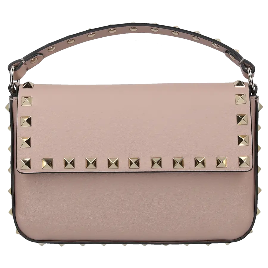 Valentino Garavani - Schultertasche ROCKSTUD Kalbsleder - beige