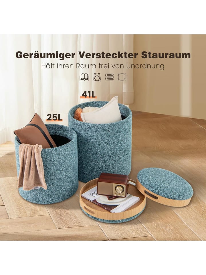 COSTWAY Sitzhocker 2er Set in Blau günstig kaufen onesize