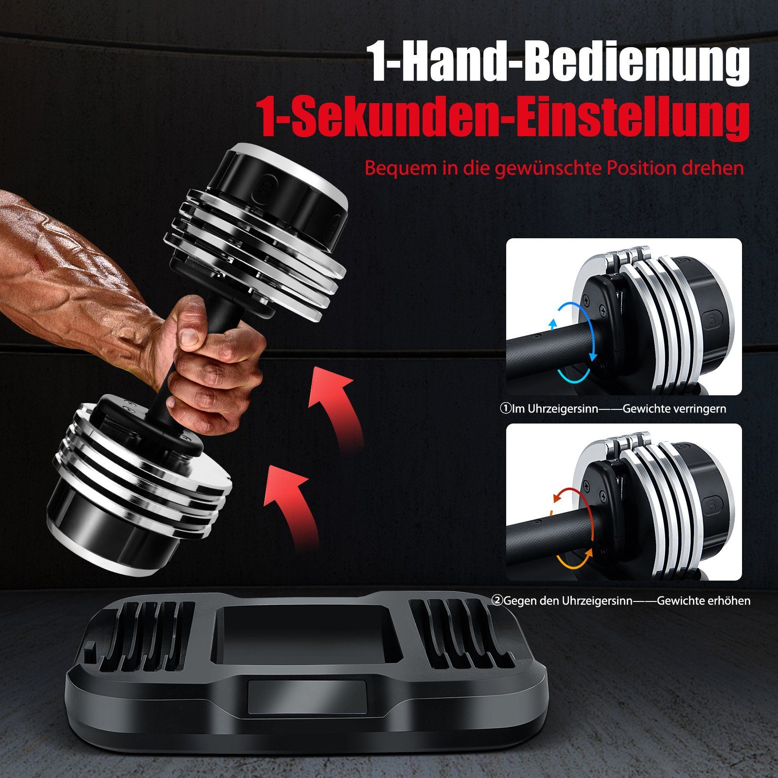 COSTWAY Kurzhantel Hantel-Set, Gewichtsverstellbare, mit Anti-Rutsch-Griff