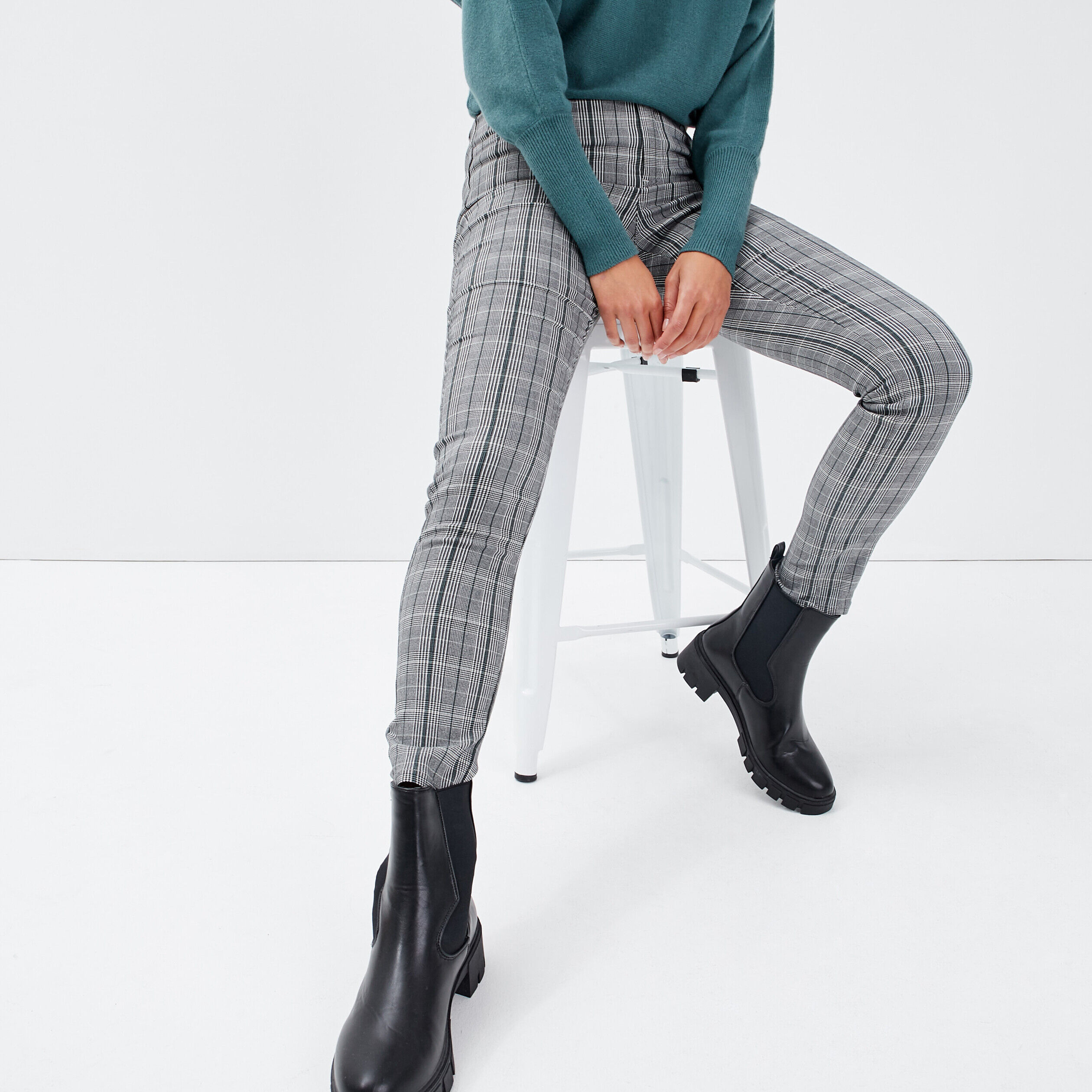 Pantalon skinny taille haute blanc femme | Cache Cache