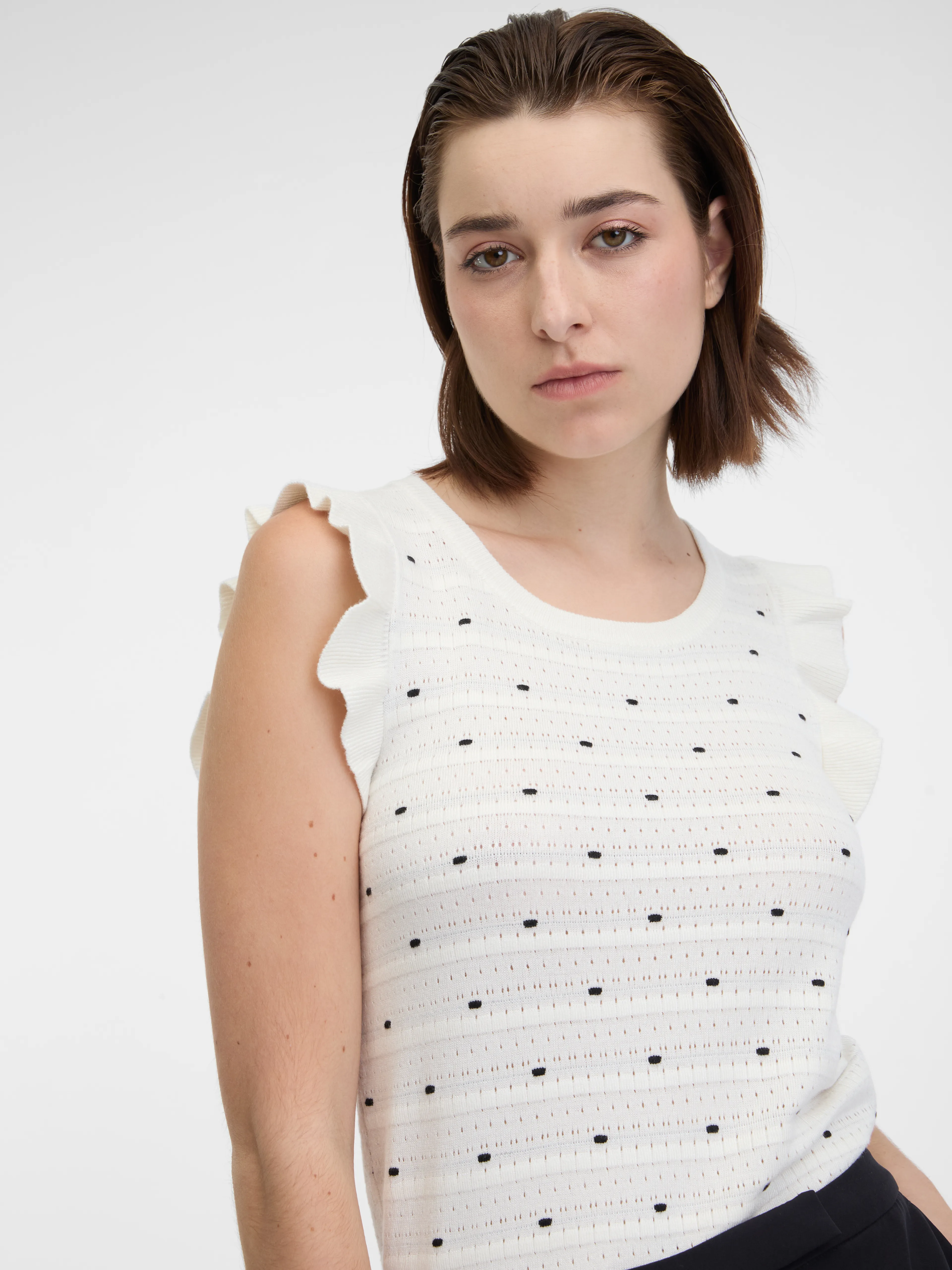 Weißes Damen-Polka-Dot-Pullover-Shirt ORSAY