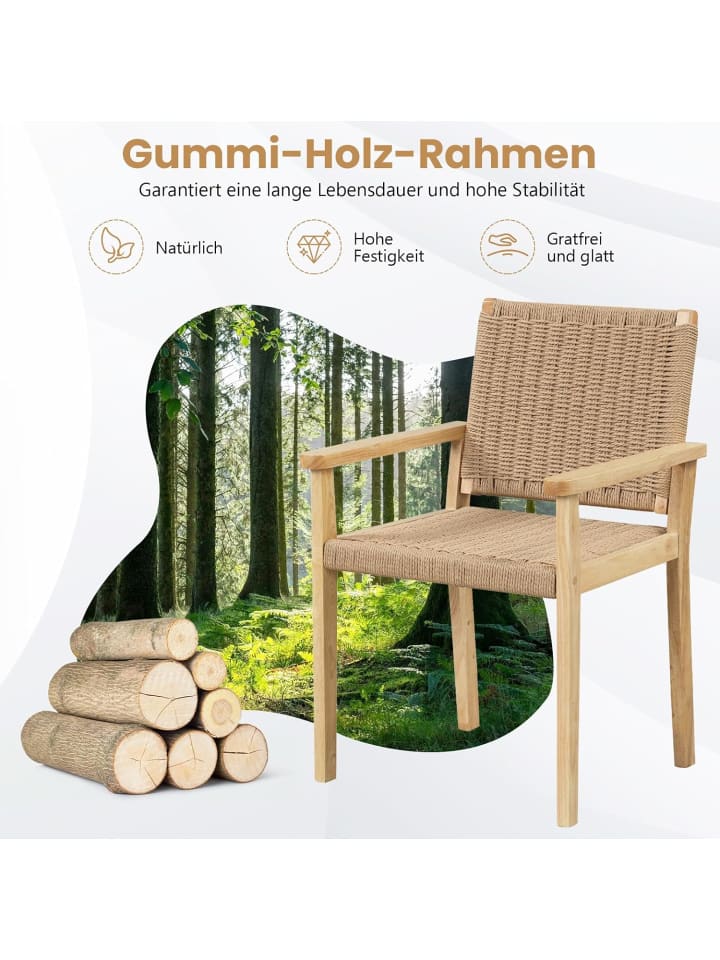 COSTWAY 2er Set Gartenstühle in Beige günstig kaufen onesize