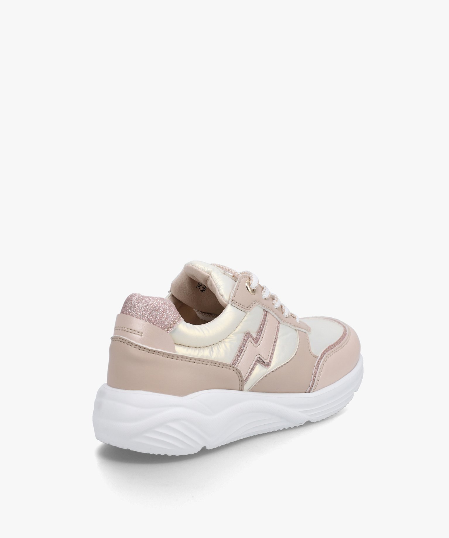Baskets fille légères à lacets dessus toile satinée et i... rose | GEMO