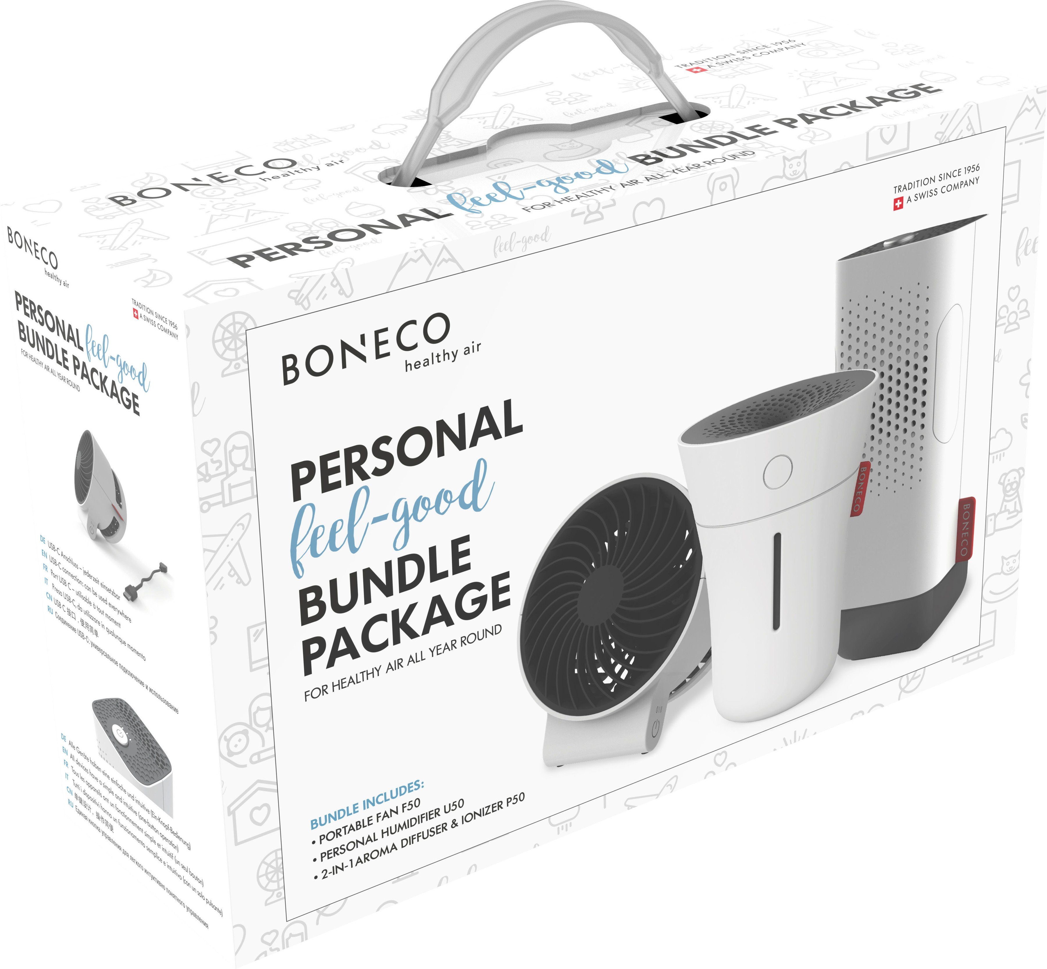 Boneco Luftreiniger Minigeräte-Set, Tischventilator, Luftbefeuchter/Vernebler und Luftreiniger
