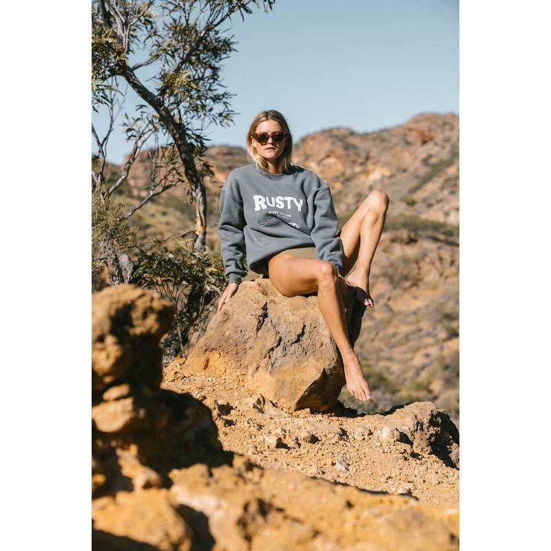 RUSTY BUSY LIVING RELAXED CREW FLEECE Rundhalspullover Damen