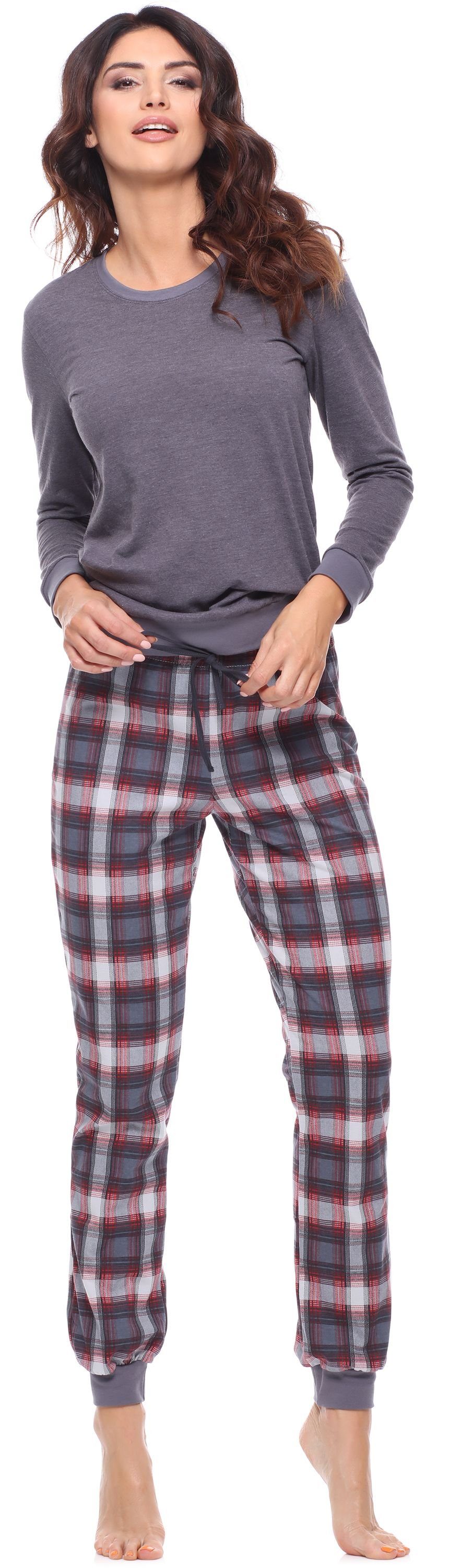 Merry Style Schlafanzug Damen Schlafanzug Zweiteiler Pyjama lang bunt mit Muster MS10-268