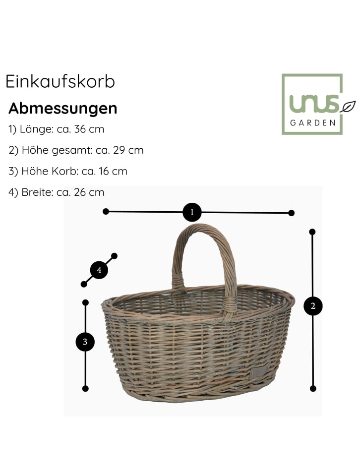UNUS Einkaufskorb Weidenkorb Henkelkorb in Grau günstig kaufen