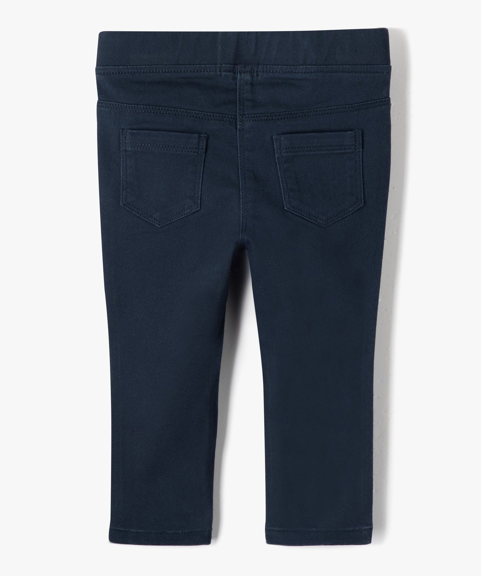 Pantalon bébé fille slim uni à taille élastiquée marine | GEMO