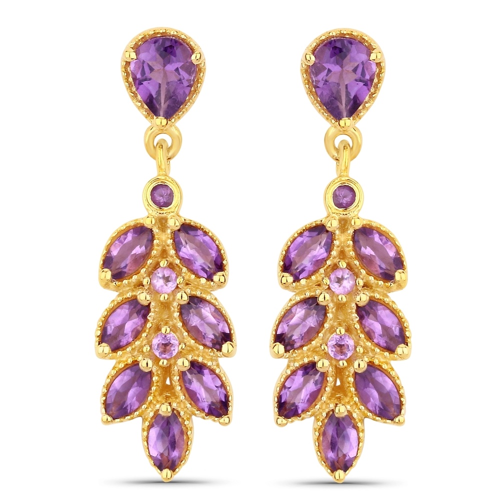 Rafaela Donata Boucles doreilles Argent sterling Améthyste en Or jaune Bijoux