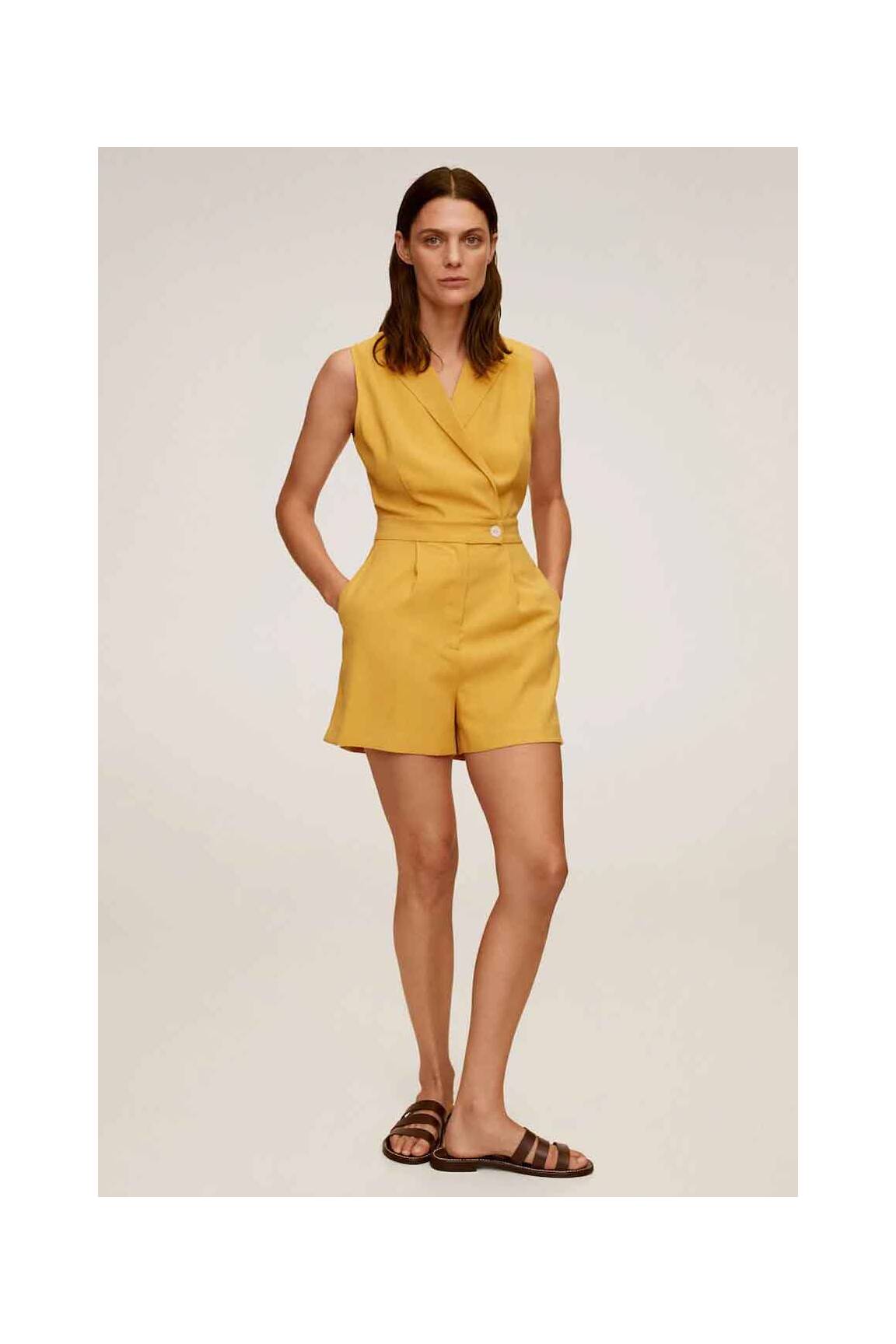 Mango Combi Shorts Femme couleur jaune