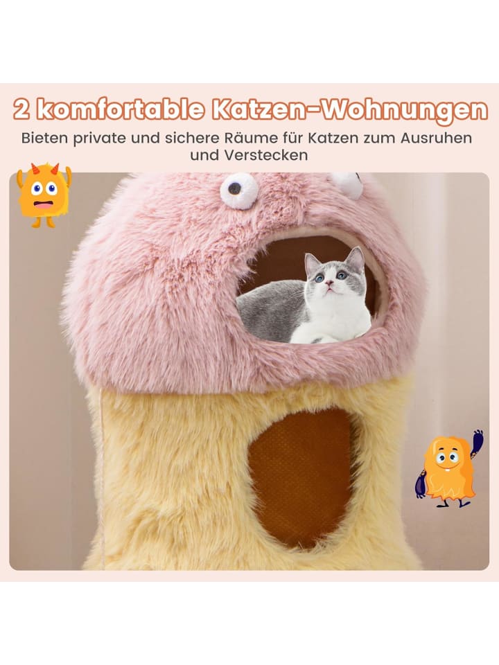 COSTWAY Kratzbaum Klein 93cm Monster-Thema in Rosa günstig kaufen onesize